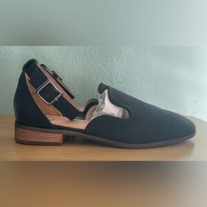 Elegant Black Women's Loafers with Ankle Strap